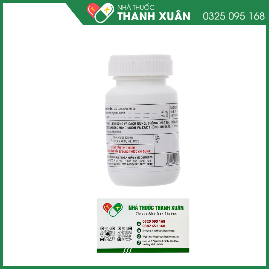 Dorocardyl 40mg điều trị tăng huyết áp, đau thắt ngực